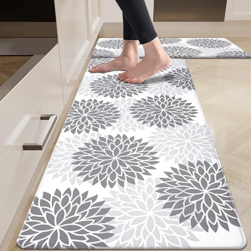 HEBE Anti Fatigue Kitchen Rugs Set of 2, Cushioned Kitchen Mats for Floor