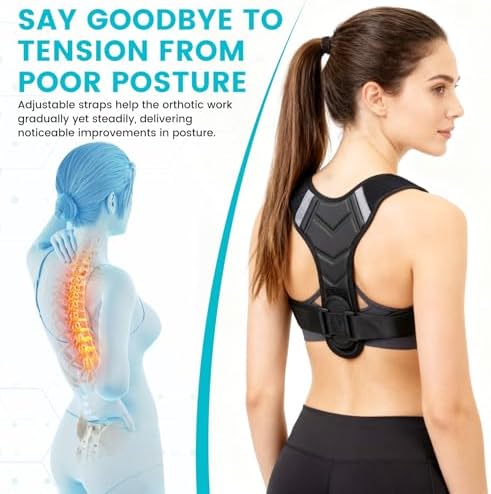 Posture Corrector for Men & Women, Adjustable Back Brace & Straightener for Office, Home & Daily Use, Relieve Back Pain, Prevent Hunching & Slouching, Comfortable & Breathable, S