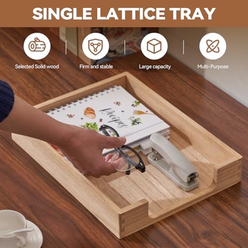 KIRIGEN Wooden Letter Tray, Single-Tier Paper Organizer for Desk Natural TP
