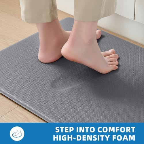 Kitchen Mats for Floor, Extra Long Anti-Fatigue Kitchen Rug, Grey