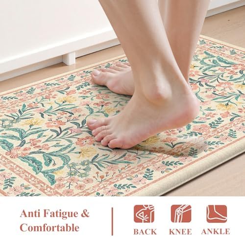 Collive Pink Kitchen Mats for Floor, Modern Kitchen Rugs Set of 2, 20"x39"