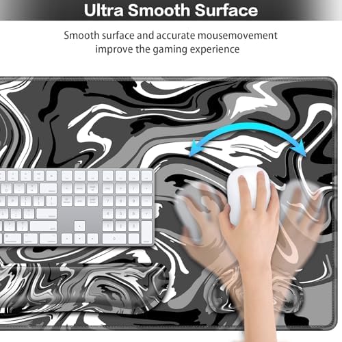 4 in1 Desk Mat Black, Large Gaming Mouse Pad with Wrist Rest,