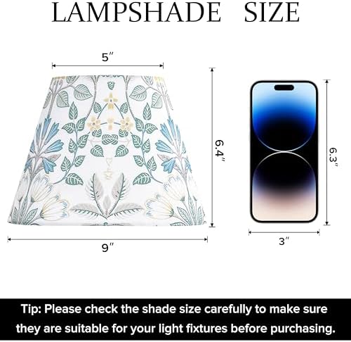 GO&SO Small Printed Floral Lamp Shade Set of 1,5"×9"×6.4" Art Decor Shade