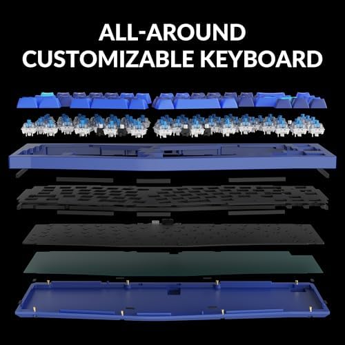 Keychron Q8 Wired Custom Mechanical Keyboard, 65% Alice Layout QMK/VIA Programmable with Hot-swappable Gateron G Pro Blue Switch Double Gasket Compatible with Mac Windows Linux (Blue)