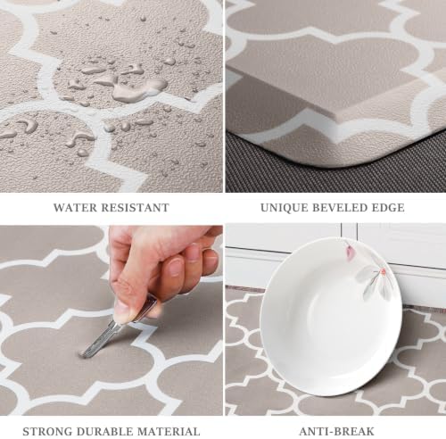 WISELIFE Kitchen Runner Rugs Anti-Fatigue Mats, 17.3"x 60", Khaki