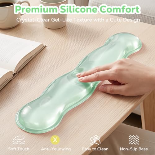 Moko Gel Wrist Rest for Keyboard and Mouse, Clear Hand Rest, Clear Green