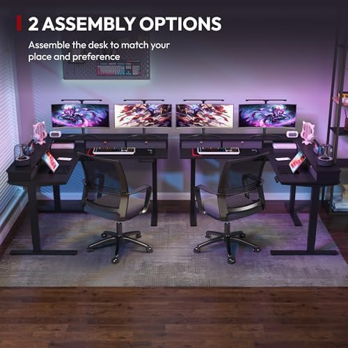 SANODESK 63x55 Electric L-Shaped Corner Standing Desk with 4 Drawers
