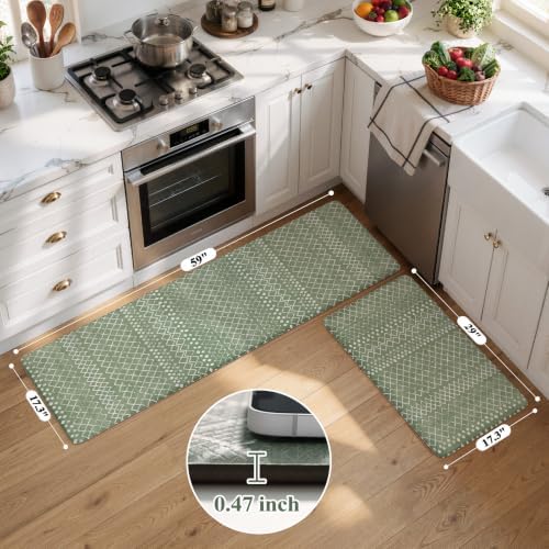 KIMODE Anti Fatigue Kitchen Mats for Floor, Boho Kitchen Rugs Sets of 2