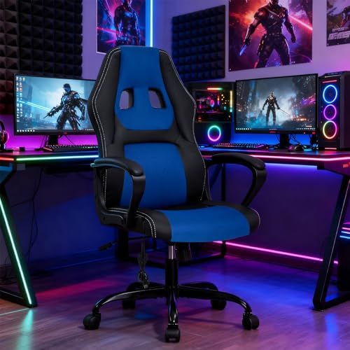 BestOffice Gaming Chair with Massage, Ergonomic Office Desk Chair, Adjustable Lumbar Support & Headrest,Computer Task Chair, 360° Swivel for Adults (Blue)