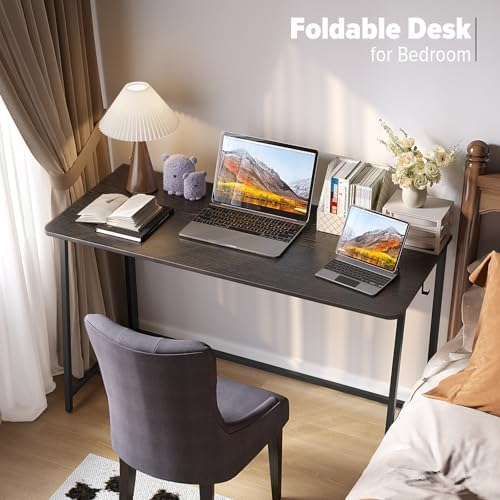WOHOMO Folding Desk, 47.2" Foldable Computer Table for Small Spaces, Black