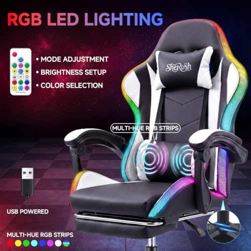 Gaming Chair with RGB LED Lights, Ergonomic Video Game Chair