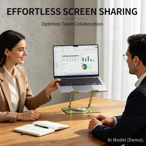 ALASHI Laptop Stand for Desk with 360° Rotating Base, Multi-Angle Adjustable Laptop Stands, Foldable Laptop Riser Compatible with 10 to 17 Inches PC Computer, Gold