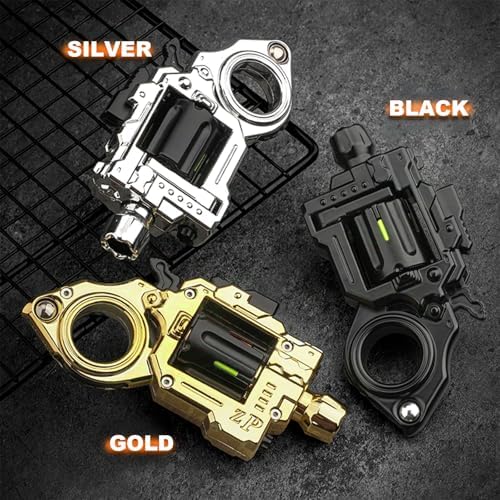 Metal Fidget Toys Adults Gun: Fidget Spinner Cool Fidget Toy for Men Stress Relief Spinner Ring for Finger Concentration Office Study Travel (Radiant Gold)