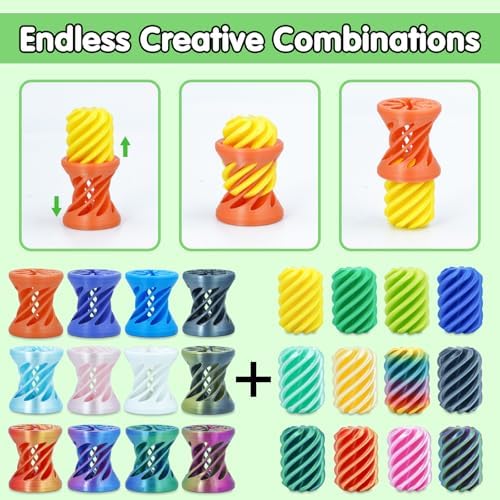 12Pcs Mini Spiral Cone Pyramid Fidget Toy, 3D Printed Impossible Cone Passthrough, Mini Vortex Thread Illusion Desk Deco, Anxiety & Stress Relief, Gift for Adults & Kids (Cylinder-12 PCS)