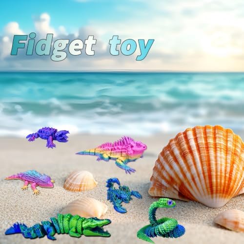 6pcs 3D Printed Toy Snake Flexible，Articulated Fidget Toys,Large，3D Printed Animals,Desk Executive Toy，Easter Eggs Basket Stuffers,Toys for Boys Kids Teen Girl 5-7 4-6 8-12