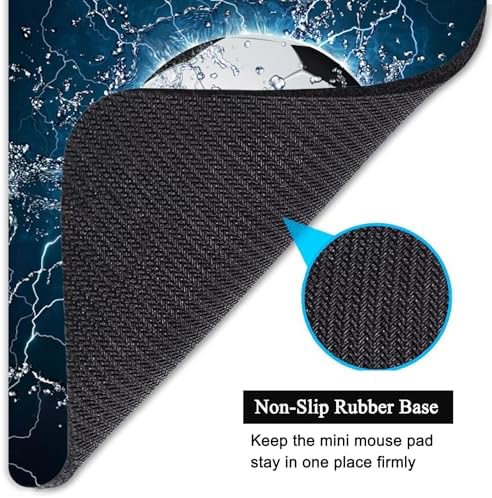 Small Mouse Pad, Mini Mouse Pad 6 X 8 Inch with Non-Slip Rubber Base for Keyboard Tray Laptops Wireless Mouse Home Office Travel, Washable & Portable (Football)