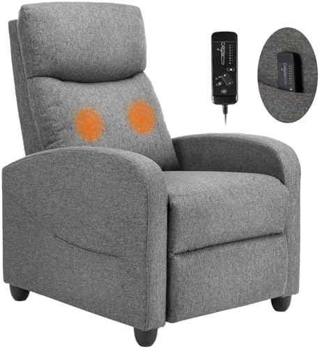 Sweetcrispy Massage Recliner Chair for Adults, Adjustable Home Theater Seating with Lumbar Support, Modern Small Recliners for Small Spaces, Dark Grey
