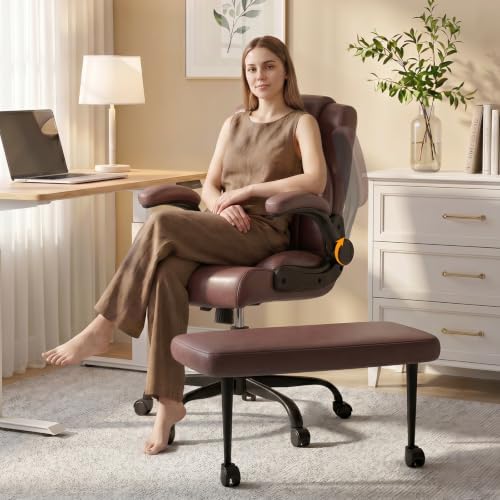 Wide Criss Cross Desk Chair with Swivel Footrest and Flip-Up Armrests