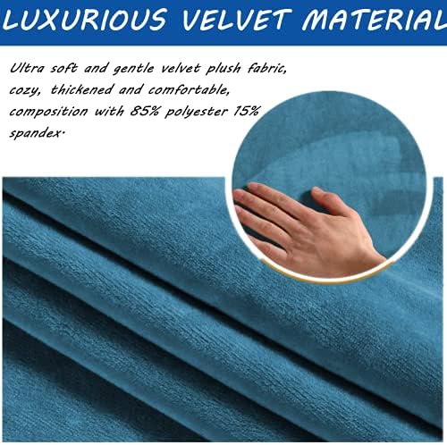 2 Pack Velvet Stretch Armrest Covers - Non Slip Sofa Chair Covers, Soft Elastic Arm Protectors for Living Room Couch, Office Chair, Recliner (Peacock Blue)