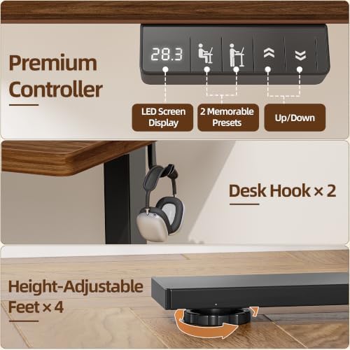 TIQLAB 71 * 30 Large Standing Desk, Conference Room Tables, Black Walnut
