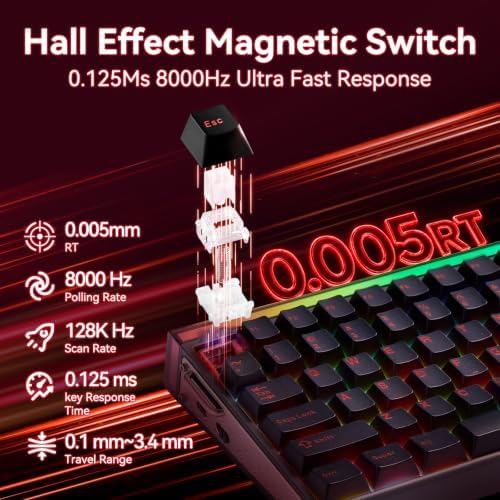 Aula 75 HE Wireless Gaming Keyboard,Black Mechanical Keyboard w/8K Receiver