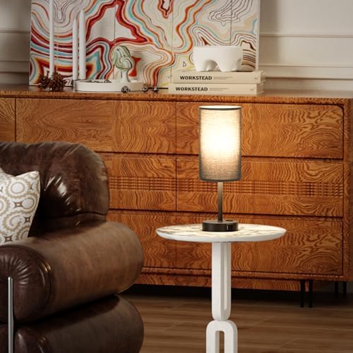 17" Tall Bedside Lamp Set of 2 - Touch Bedroom Lamp with USB A+C, AC Outlet