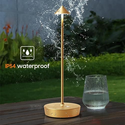 Set of 2 Cordless Rechargeable Led Table Lamp Battery Operated Light Gold