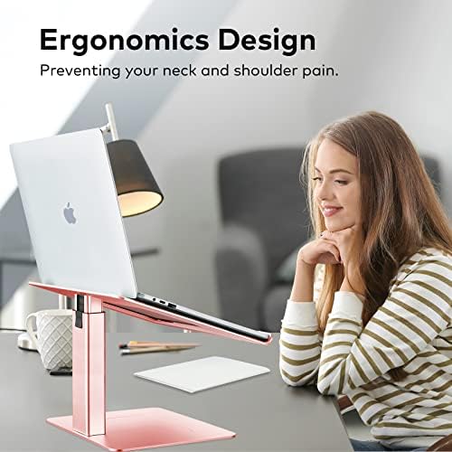 Laptop Stand for Desk, Ergonomic Aluminum Laptop Stand Adjustable Height from 7-15", Sitting and Standing Laptop Riser for 10-17" Notebook