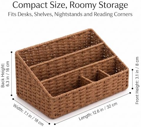 Rattan Desk Organizer,5 Slot Mail Organizer Countertop