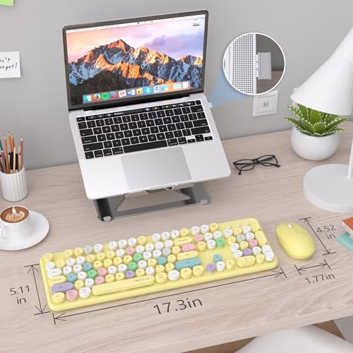 UBOTIE Colorful Wireless Keyboard and Mouse Combo (Yellow-Polychrome)