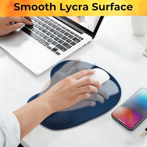 Mouse Pad with Wrist Support, 2-Pack Ergonomic Mousepad with Wrist Rest, Gaming Mouse Pad with Non-Slip PU Base, Relieve Pain Relief, for Home Office Computer Laptop, Navy Blue