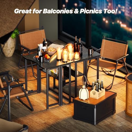 Huuger Folding Desk with Storage Shelf, 23.6 Inch Foldable Computer Table