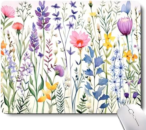 Beautiful Floral Plants Mouse Pad,Purple Flowers Mouse Pads for Desk,Soft Cute Computer Mouse Mat Washable Mousepad Computer Mouse Pads for Women,Square Waterproof Non-Slip Rubber Base MousePads