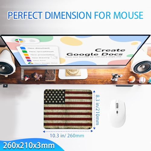 USA National Flag Gaming Mouse Pad, Large Mouse Pad for Desk Mat XL Mousepad, Stitched Edges Non-Slip Rubber Base Mouse Pads for Computers Laptop (USA Flag-Small-White)