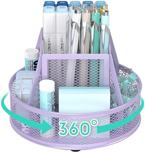 YINGHUA 360°Rotating Mesh Desk Organizer & Pen Holder - Purple
