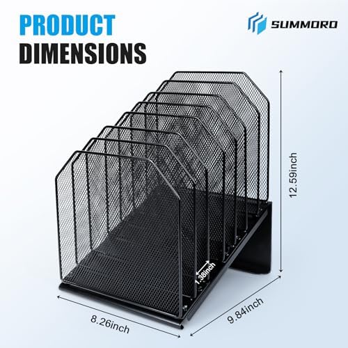 SUMMORO Inclined File Organizer for Desk, 7-Section Vertical File Holder