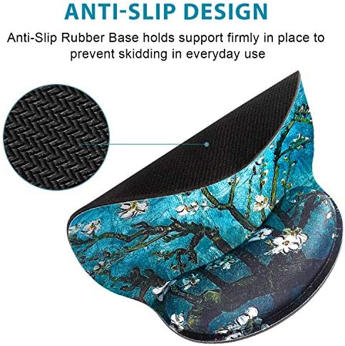 Mouse Pads with Gel Wrist Rest Support,Ergonomic Non Slip Memory Foam Wrist Rest Pad Mousepad for Home,Office,Gaming,Computer,Laptop Easy Typing Pain Relief, Van Gogh Painting