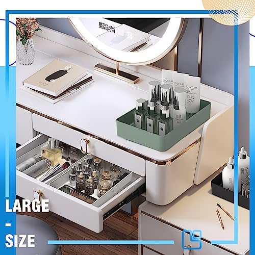 CHANCETSUI 11-Piece Stackable Drawer Organizer Set, Multi-size Desk Drawer Organizer Trays Vanity Storage Bins for Storing Makeup, Stationery, Utensils in Bathroom Dresser, Office and Kitchen