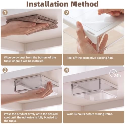 Under Desk Drawer, Adhesive Slide Out Organizer 2 Pack Small