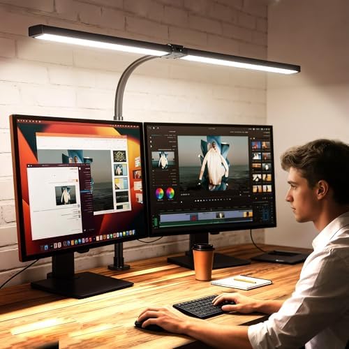 LED Desk Lamp with Clamp, 18W Dimmable Light, No Remote