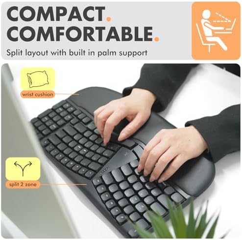 X9 Performance Wireless Mechanical Ergonomic Keyboard - (BT + 2.4G + Wired) - Wireless Mechanical Split Ergonomic Keyboard - Built-in Wrist Cushion, Pink Switch, Backlit, Rechargeable - for PC/Mac