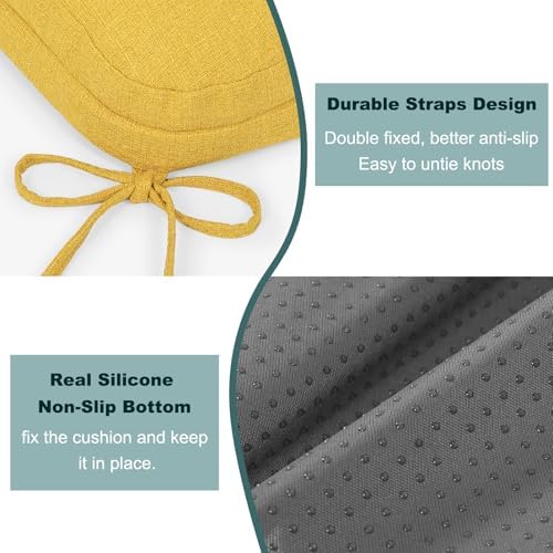 baibu 2-Layer Dining Chair Cushions, 4 Pack, 16.5 x 16.5 x 3.5 in, Yellow