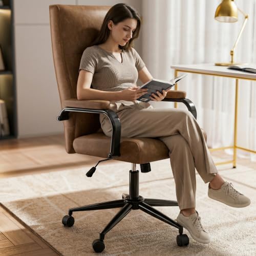 GXJ Brown Office Chair with Memory Foam Seat