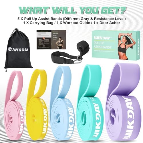 WIKDAY Resistance Bands for Working Out, Exercise Bands, Workout Bands, Pull Up Assistance Bands for Body Stretching Training Physical Therapy Muscle Training for Men & Women