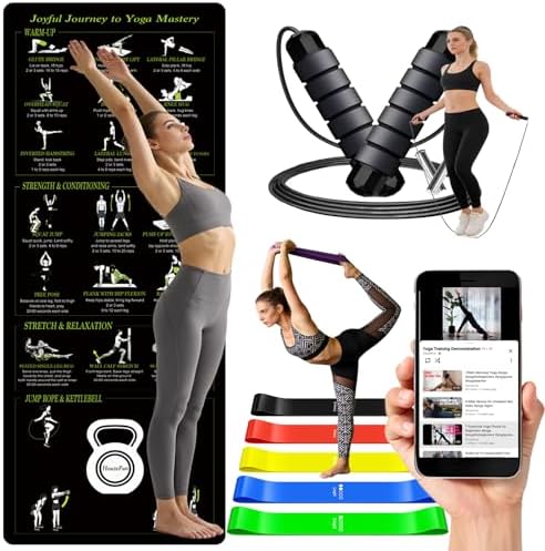 Yoga Mat with Printed Yoga Poses, Non-Slip Exercise Mat - Home & Gym Use