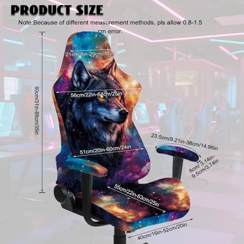 Wolf Game Chair Cover Stretchable Galaxy Space Office Seat Covers with Armrest Covers Rotating Desk Chairs Protector Cover Decor for Home Set of 4