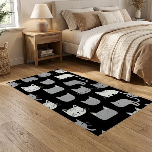 5'x7' Midnight Black Cat with Silver Accents Ultra-Soft Area Rug