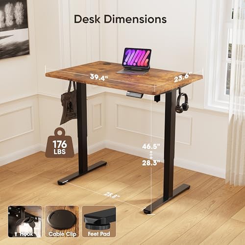 Monomi 39.4" Electric Standing Desk, Height Adjustable sit Stand up,Brown