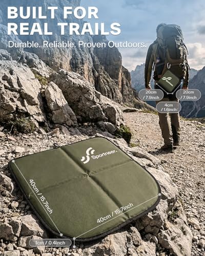 Sportneer Sitting Pad, Lightweight Waterproof Folding Seat Pad for Backpacking, 15.75'' x 15.75'' Portable Camping Seat Mat for Hiking, Picnics & Outdoor Use