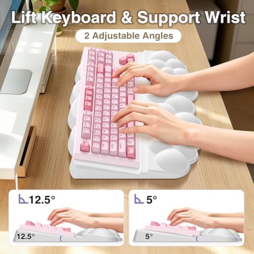 Sushret Cloud Wrist Rest with Keyboard Stand, Keyboard Riser with Wrist Pad